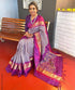 Authentic Ikkat silk Purple Checks - pochampallysarees.com