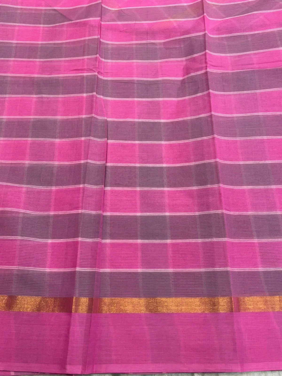 MANGALAGIRI COTTONS BODY PINK CHECKS DESIGNER BORDER ZARI PALLU AND BLOUSE RUNNING