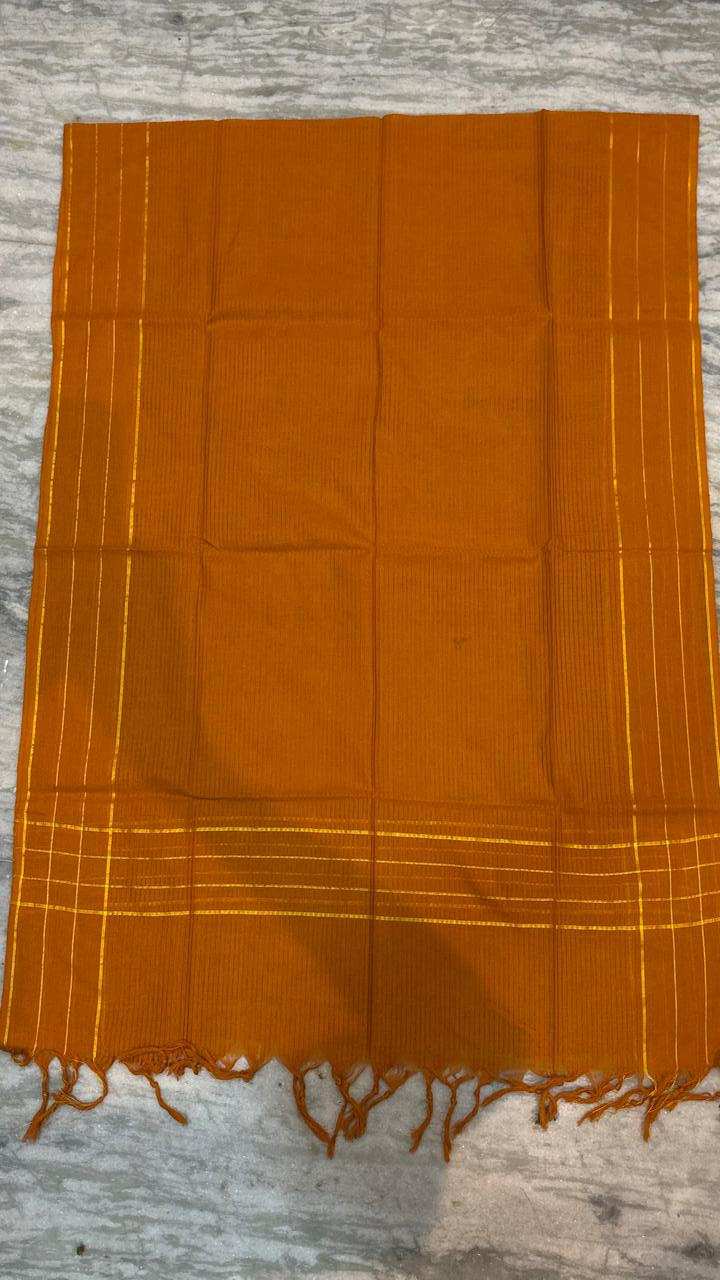 Pure Handloom Ikat Dark Green and Mustard Unstitched Suit Set