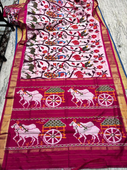 Authentic Pure Silk Patola Saree Original Cream Red