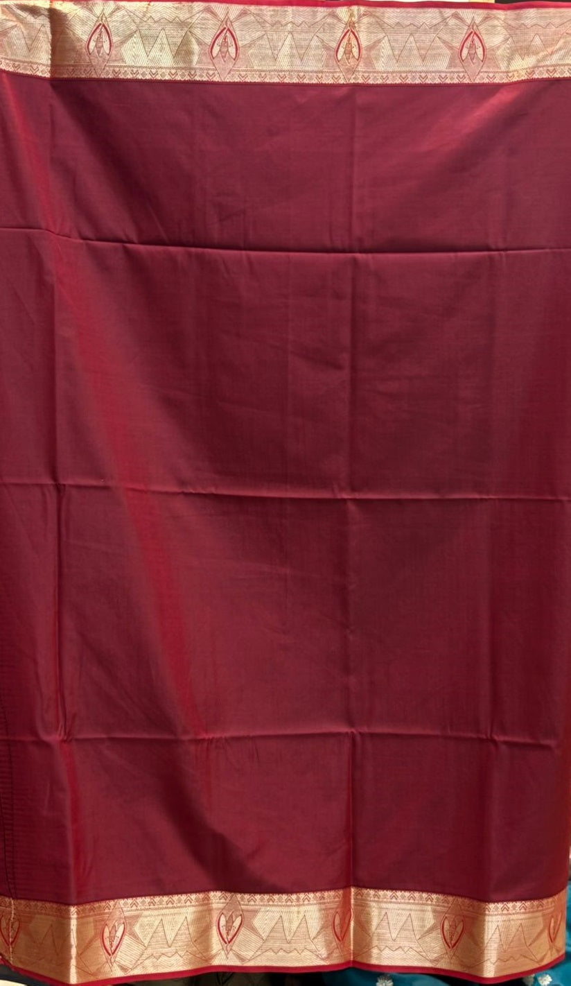 Exquisite Peacock Blue Dharmavaram Silk Saree with Rich Copper-Red Pallu