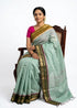 NARAYANPET COTTON SAREE PISTA GREEN COLOR BUTTI BODY BUTTA GANGA JAMUNA BORDER - pochampallysarees.com