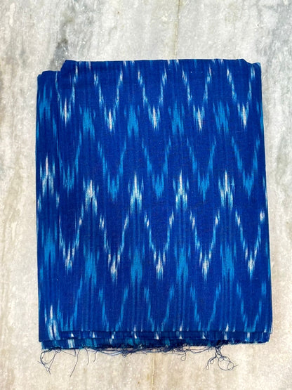DOUBLE IKAT COTTON BLUE WITH BROWN COLOR DRESS MATERIAL -C16