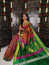 Pure Soft Silk Saree Brown With Green