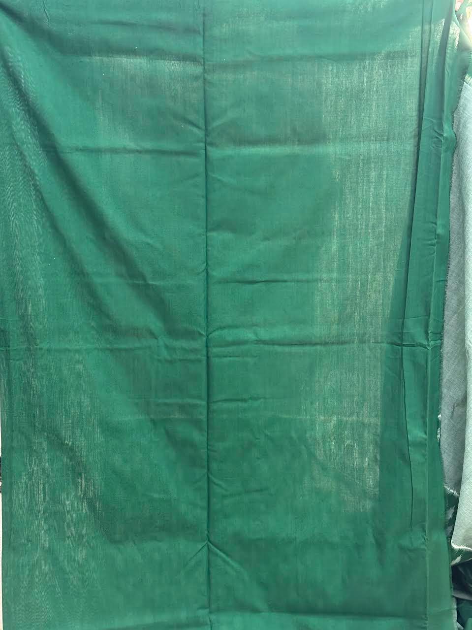 POCHAMPALLY IKKAT COTTON LIGHT GREEN BODY BORDER GREEN SARI GREEN BLOUSE - pochampallysarees.com