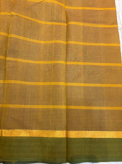 MANGALAGIRI COTTONS BODY CHECKS DESIGNER BORDER ZARI PALLU AND BLOUSE RUNNING - pochampallysarees.com