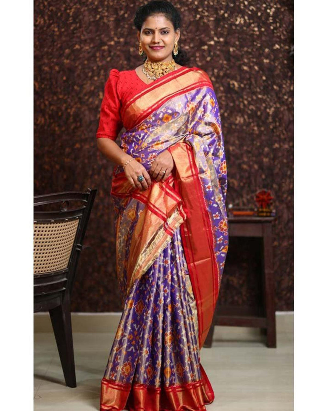 BLUE IKKAT SAREE - pochampallysarees.com