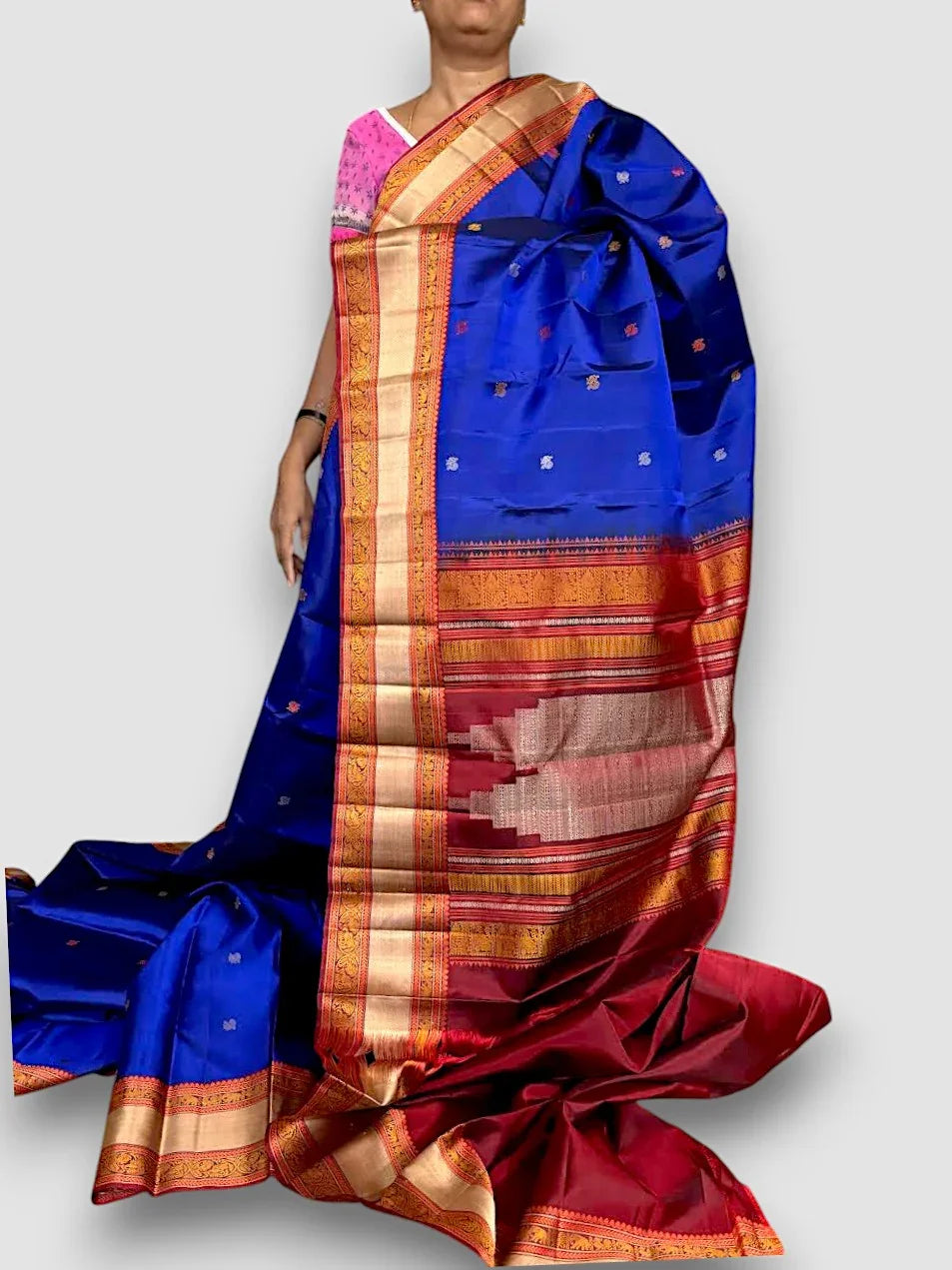 Blue Soft Silk Saree - pochampallysarees.com