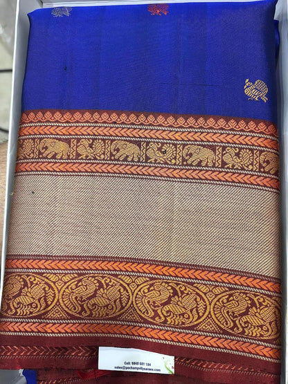 Blue Soft Silk Saree - pochampallysarees.com