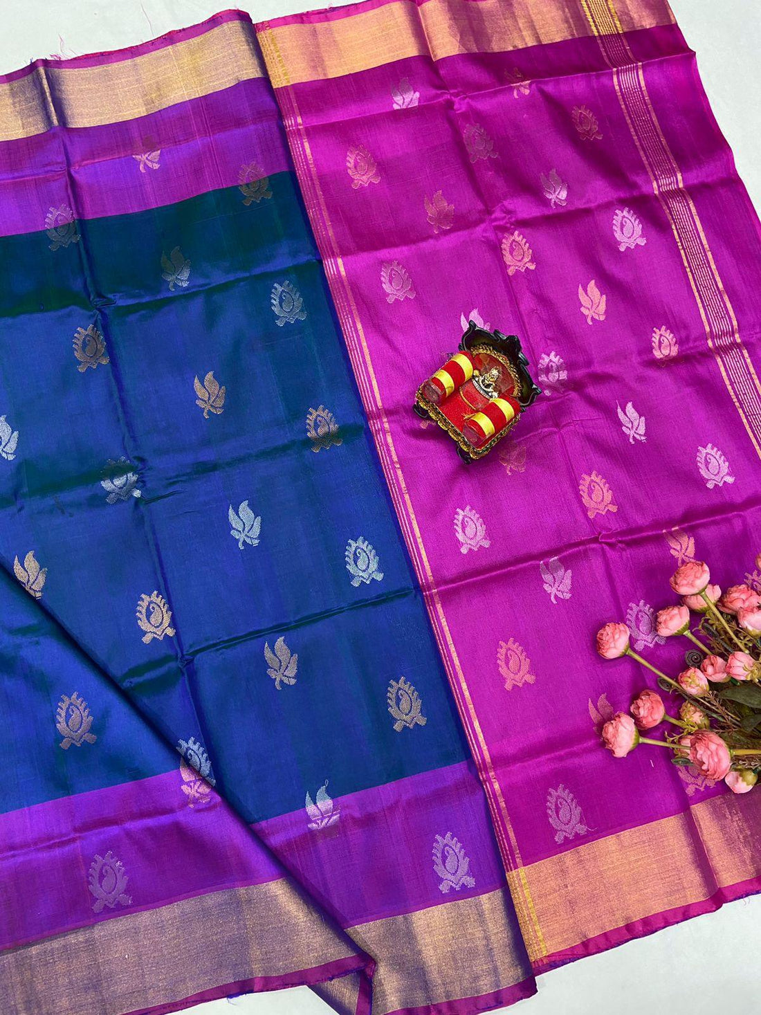 Blue uppada butta design saree - pochampallysarees.com