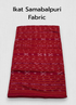 Bright Red Sambalpuri Ikat Running Fabric with Traditional White Bandha Motifs and Handloom Weaving