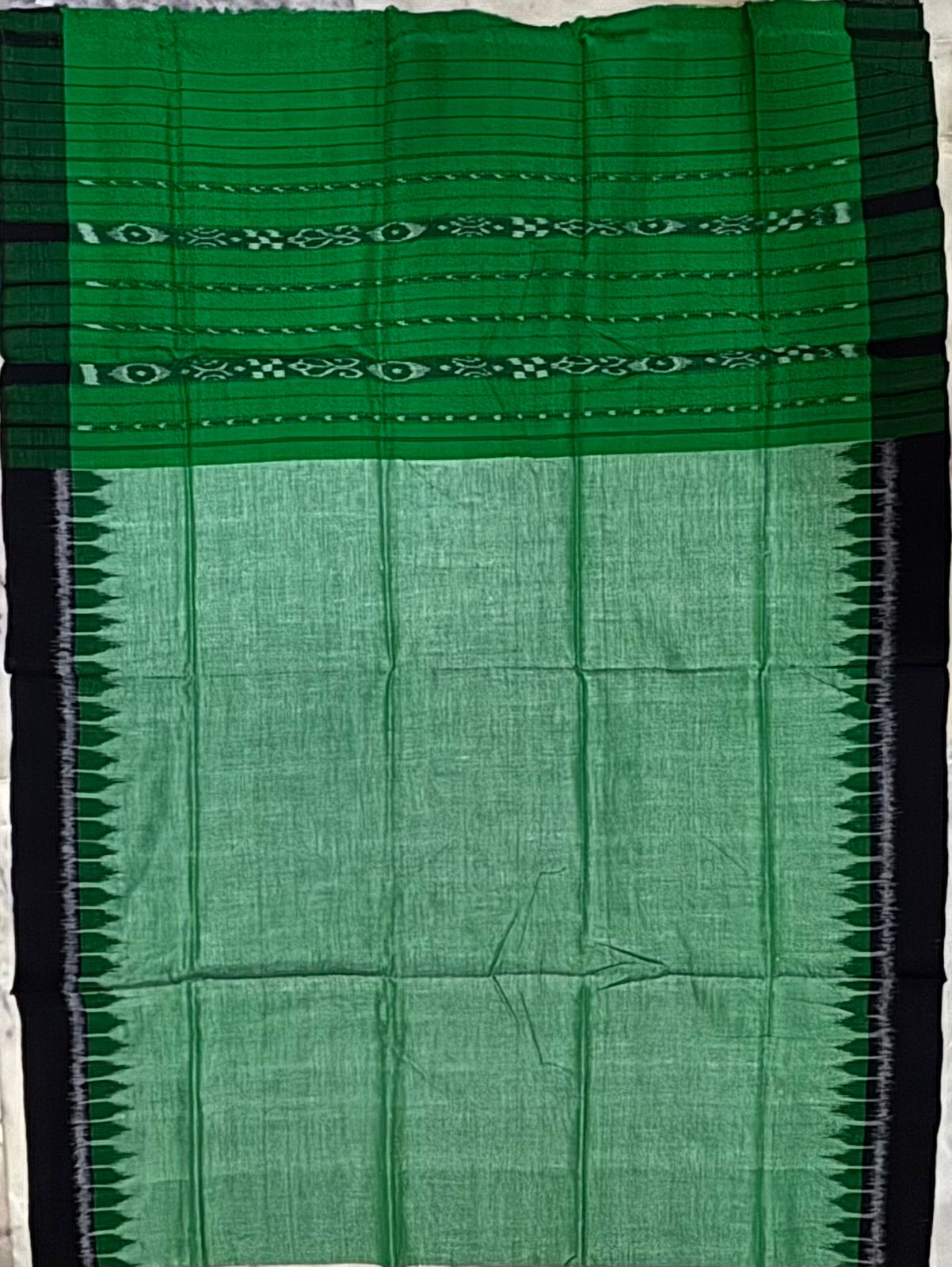 Unstitched Ikat Cotton Suit Green Black Material