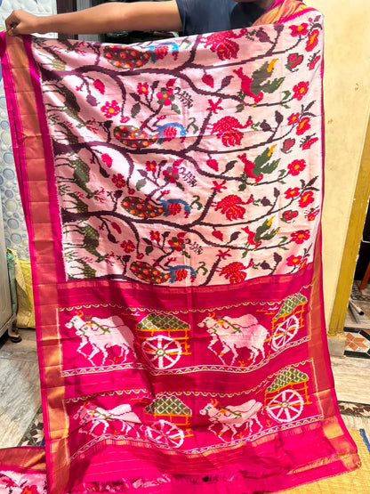 Authentic Pure Silk Patola Saree Original Cream Red