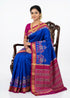 Royal Blue Traditional Silk Saree with Pink Zari Border & Elephant Motifs - pochampallysarees.com