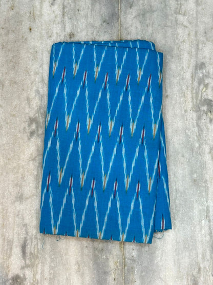 DOUBLE IKAT COTTON ANANDA BLUE WITH RED COLOR DRESS MATERIAL -C53