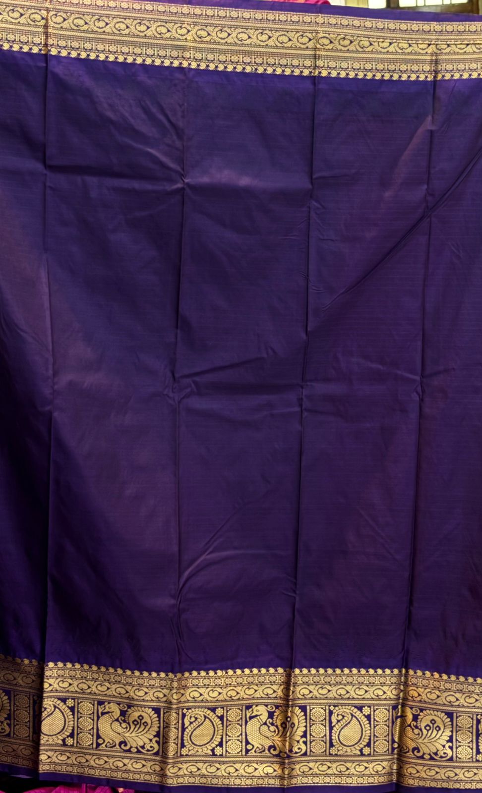 Authentic Magenta Pink Gadwal Silk Saree with Rich Purple Border