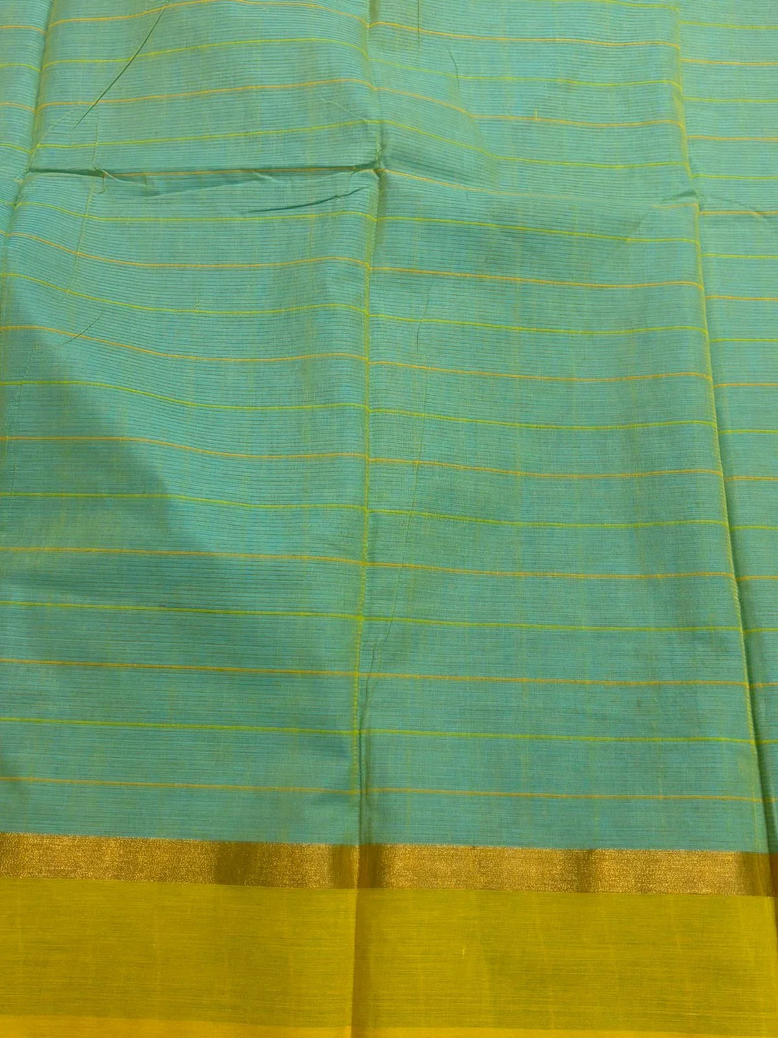 MANGALAGIRI COTTONS BODY ANANDA BLUE CHECKS DESIGNER BORDER ZARI PALLU AND BLOUSE RUNNING