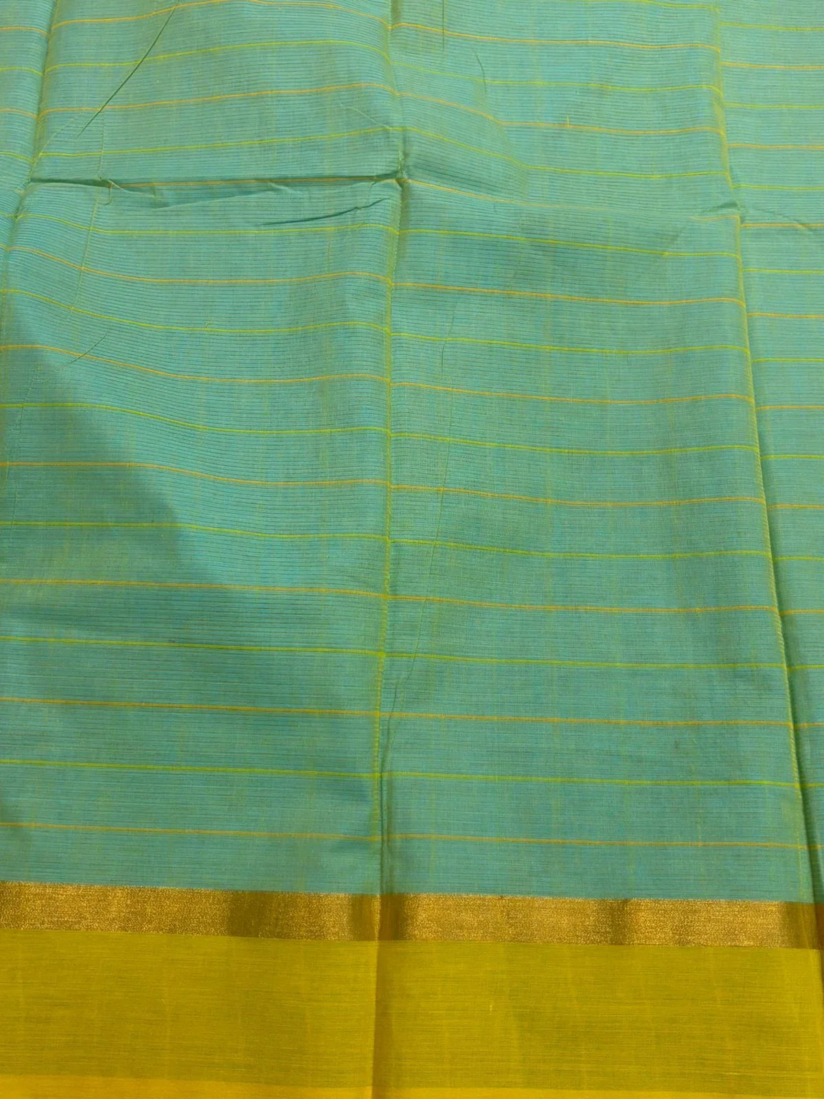 MANGALAGIRI COTTONS BODY ANANDA BLUE CHECKS DESIGNER BORDER ZARI PALLU AND BLOUSE RUNNING