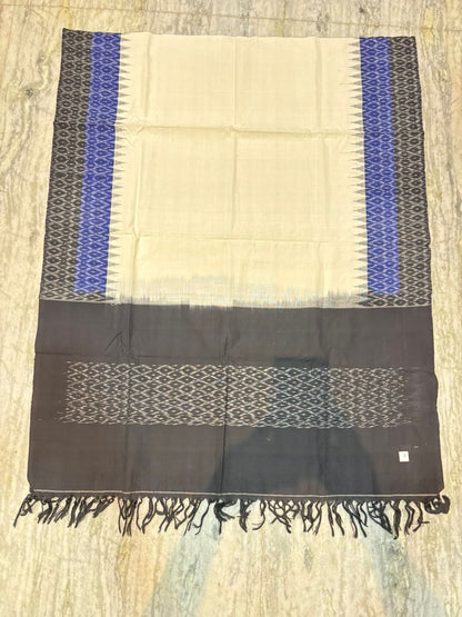 DOUBLE IKKAT COTTON WHITE WITH BLACK COLOR DRESS MATERIAL - C78