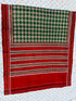 Authentic Green and Red Ikat Patola Saree with Geometric Motifs - pochampallysarees.com