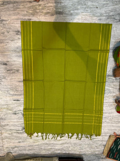 Pure Handloom Ikat Grey and Olive Green Unstitched Suit Set