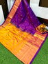 Exquisite Deep Purple & Golden Yellow Uppada Pattu Saree with Zari Motifs - pochampallysarees.com