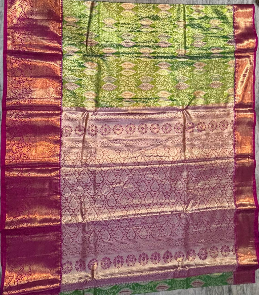 Dharmavaram Pattu Silk Saree Light Green With Purple Saree Onlin