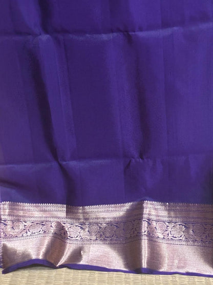 Cream Lavender Color Designer Kanchi Pure Soft Silk Saree - pochampallysarees.com