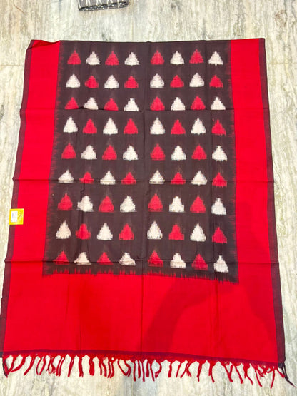 DOUBLE IKAT COTTON CHOCKELET WITH RED COLOR DRESS MATERIAL -C79