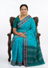 Vibrant Turquoise Blue Pochampally Ikat Cotton Saree - pochampallysarees.com