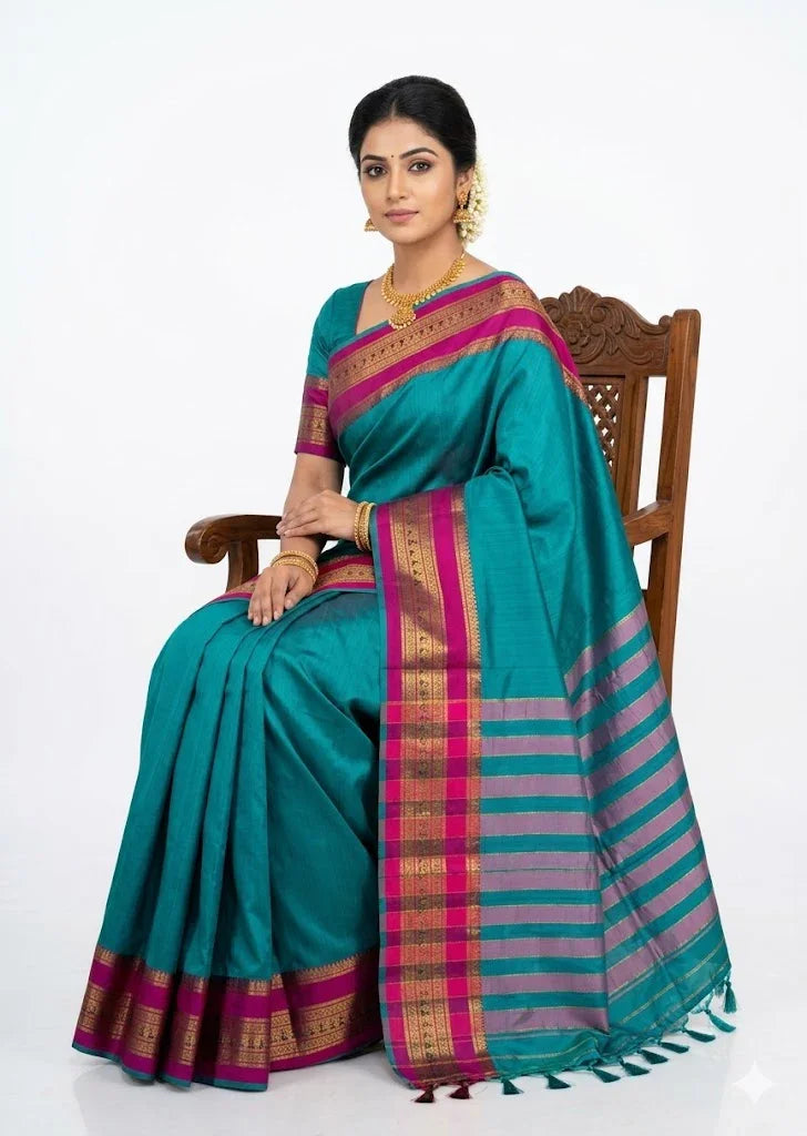 NARAYANPET SAREE GREEN COLOR ONLINE - pochampallysarees.com
