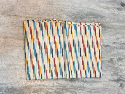 DOUBLE IKAT COTTON WHITE WITH BLACK COLOR DRESS MATERIAL -C5