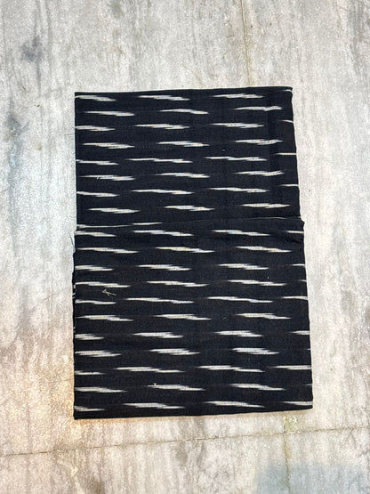 POCHAMPALLY DOUBLE IKKAT COTTON BLACK WITH RED COLOR DRESS MATERIAL -C62