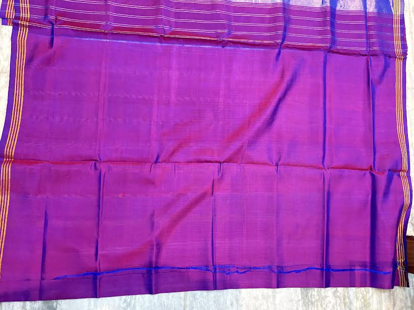 Royal Purple Real Patola Silk Saree with Elephant Motif Pallu and Zari Border