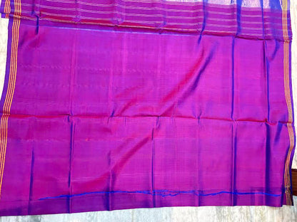 Royal Purple Real Patola Silk Saree with Elephant Motif Pallu and Zari Border
