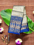 DHARMAVARAM PATTU KANCHI BORDER BLUE MIDDLE GRAY - pochampallysarees.com