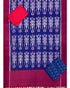 DOUBLE IKAT COTTON BLUE WITH RED COLOR DRESS MATERIAL -C25 - pochampallysarees.com
