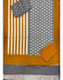 Double Ikat Gray With Yellow Color Dress Material - c50 - pochampallysarees.com