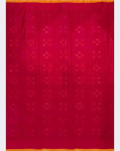 DOUBLE IKAT SOFT COTTON GRAY WITH RED COLOR SAREE - pochampallysarees.com