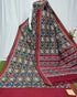 Double Ikkat Patola Black With Maroon Color Saree - pochampallysarees.com