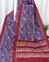 Double Ikkat Patola Blue With Maroon Color Saree - pochampallysarees.com