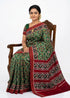 Green and Maroon Double Ikat Patola Silk Saree | Authentic Handwoven Silk - pochampallysarees.com