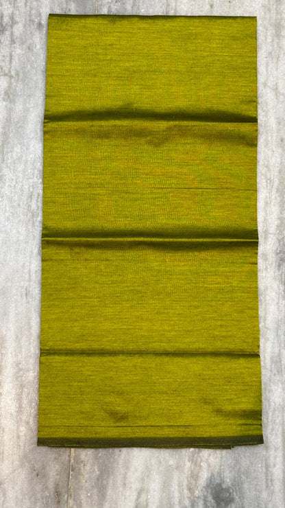 Authentic Pochampally Ikkat Poly-Cotton Unstitched 3-Piece Suit Set – Blue &amp; Olive-Yellow