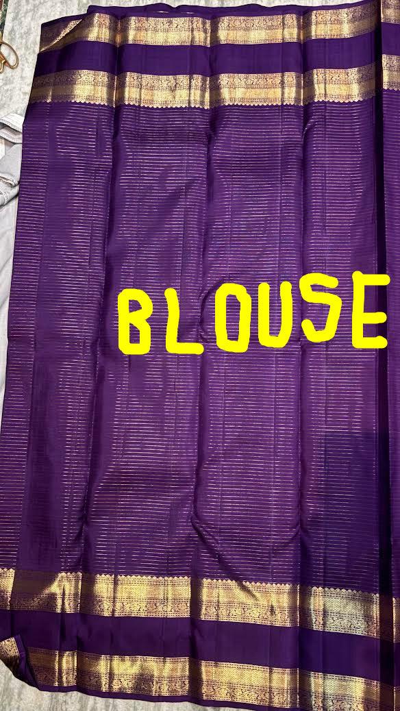 Original Kanchipuram Pattu Lavender &amp; Deep Purple Saree - pochampallysarees.com