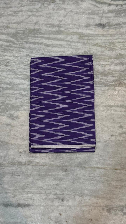 Pure Handloom Ikat Purple and Orange Unstitched Suit Set