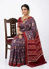 Pure Double Ikat Patola Silk Saree - Navy Blue & Maroon - pochampallysarees.com