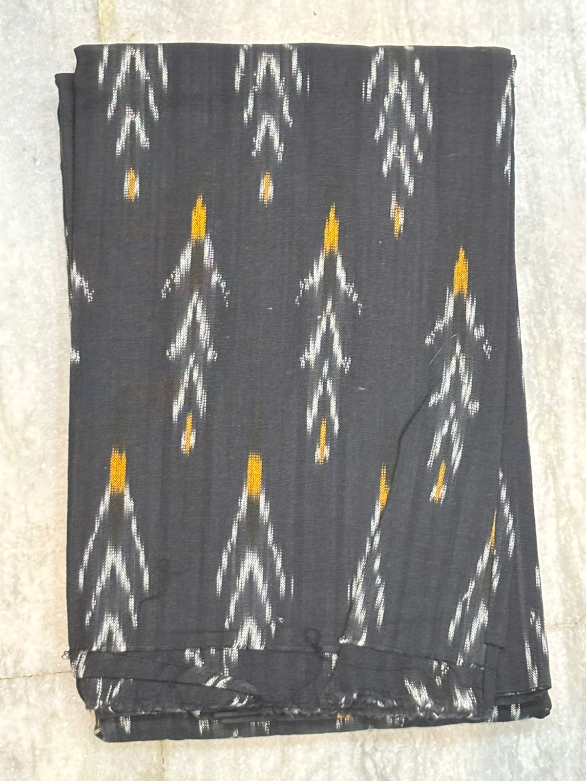 DOUBLE IKAT BLACK WITH YELLOW COLOR DRESS MATERIAL-B11