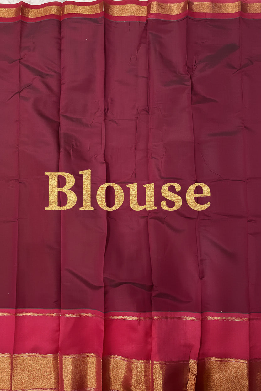 Elegant Brown Kuppadam Pattu Saree with Contrast Red Pallu