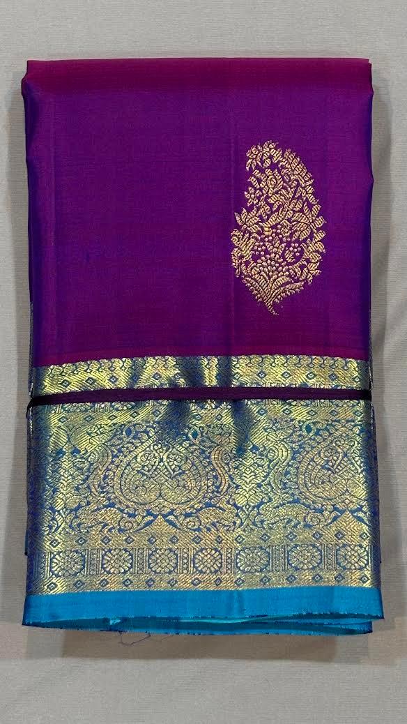 Pure Purple Kanchipuram Pattu Saree | Authentic Kanchi Silk - pochampallysarees.com