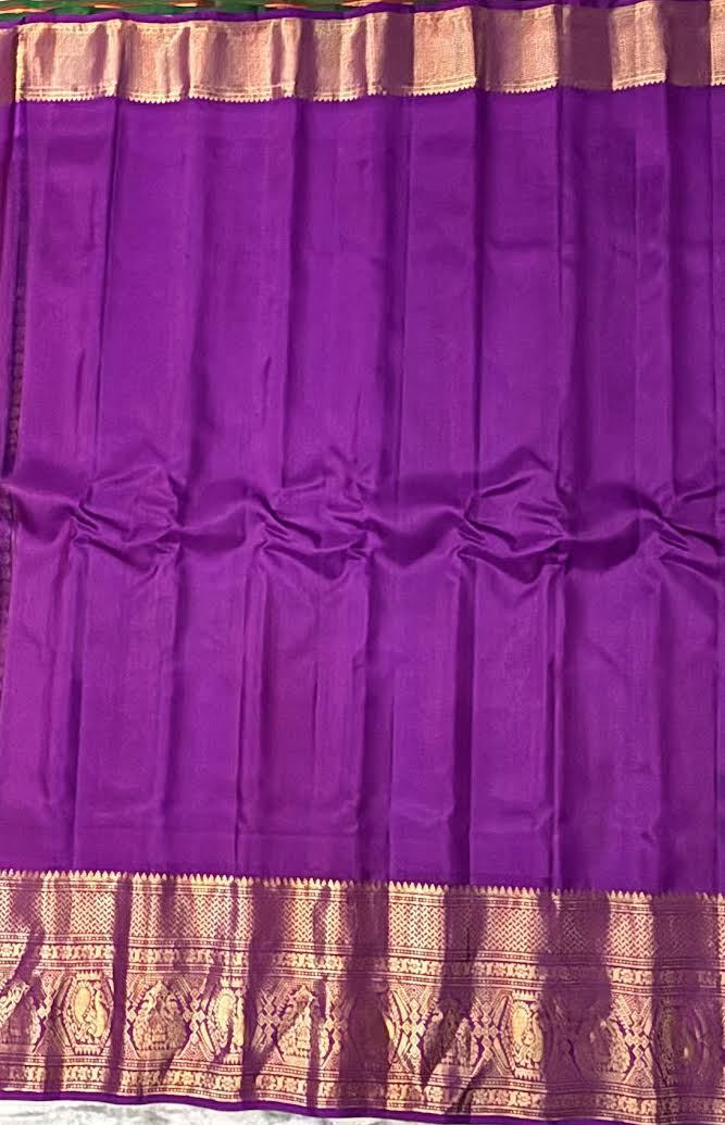 Gadwal Silk Sarees: Festive Mustard Yellow &amp; Lavender Handloom Classics - pochampallysarees.com